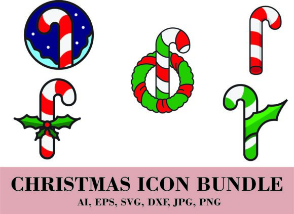 Beautiful Candy Cane Bundle Icons