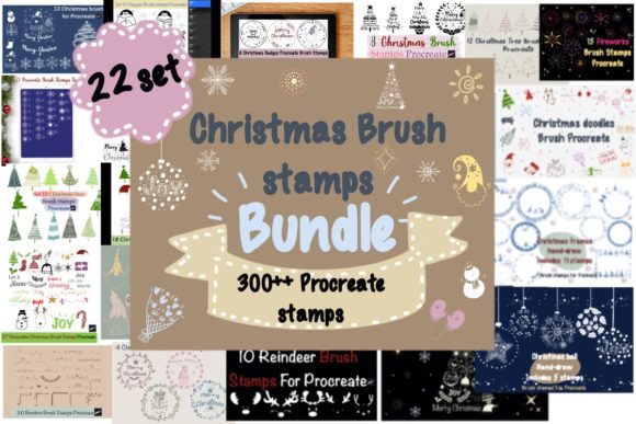 Christmas Brushes Stamps Bundle for Digital Sellers