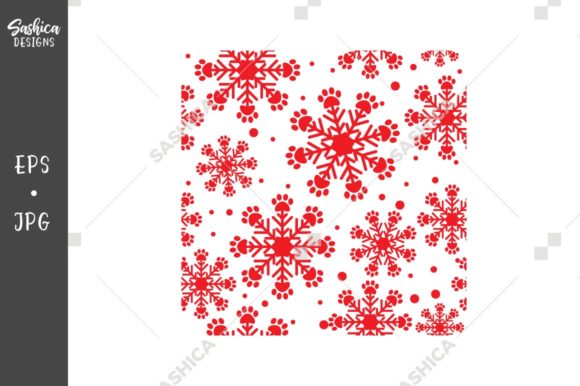 Snowflakes Paw Prints Pattern