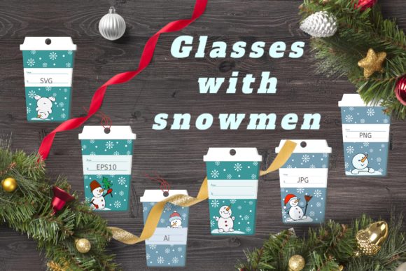 Stickers with Funny Snowmen for Crafts