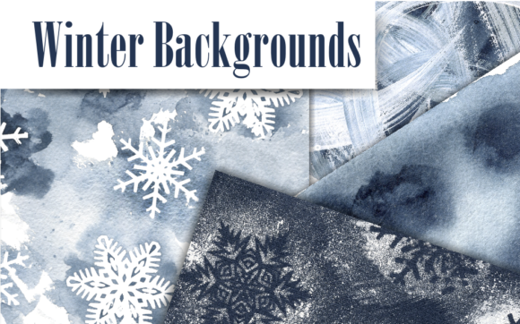 Watercolor and Gouache Winter Backgrounds