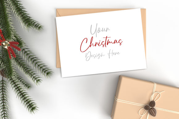 Xmas Mockup, Greeting Card for Christmas Amp